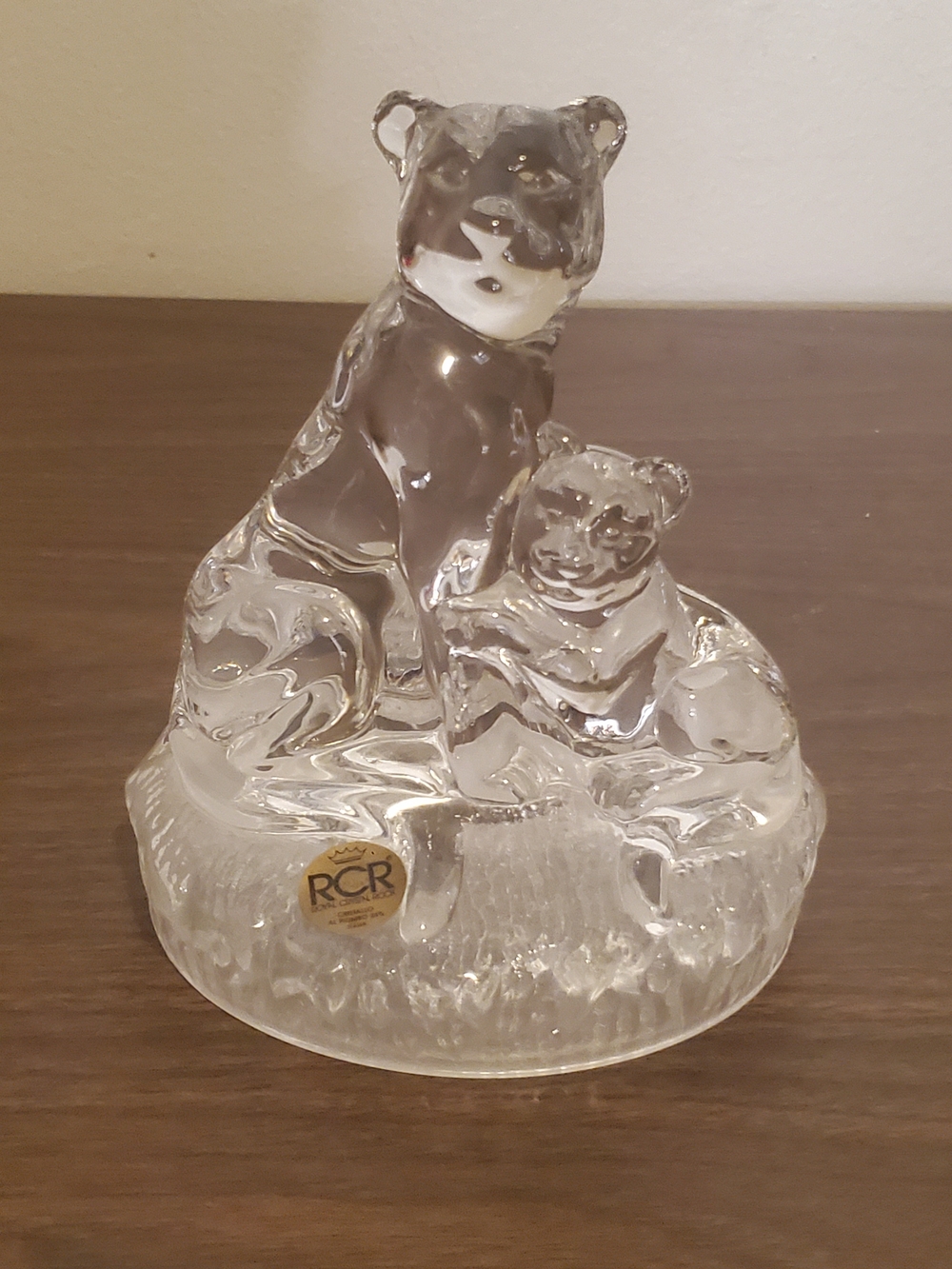 RCR Clear Crystal Bear Figurine - Mother and Cub